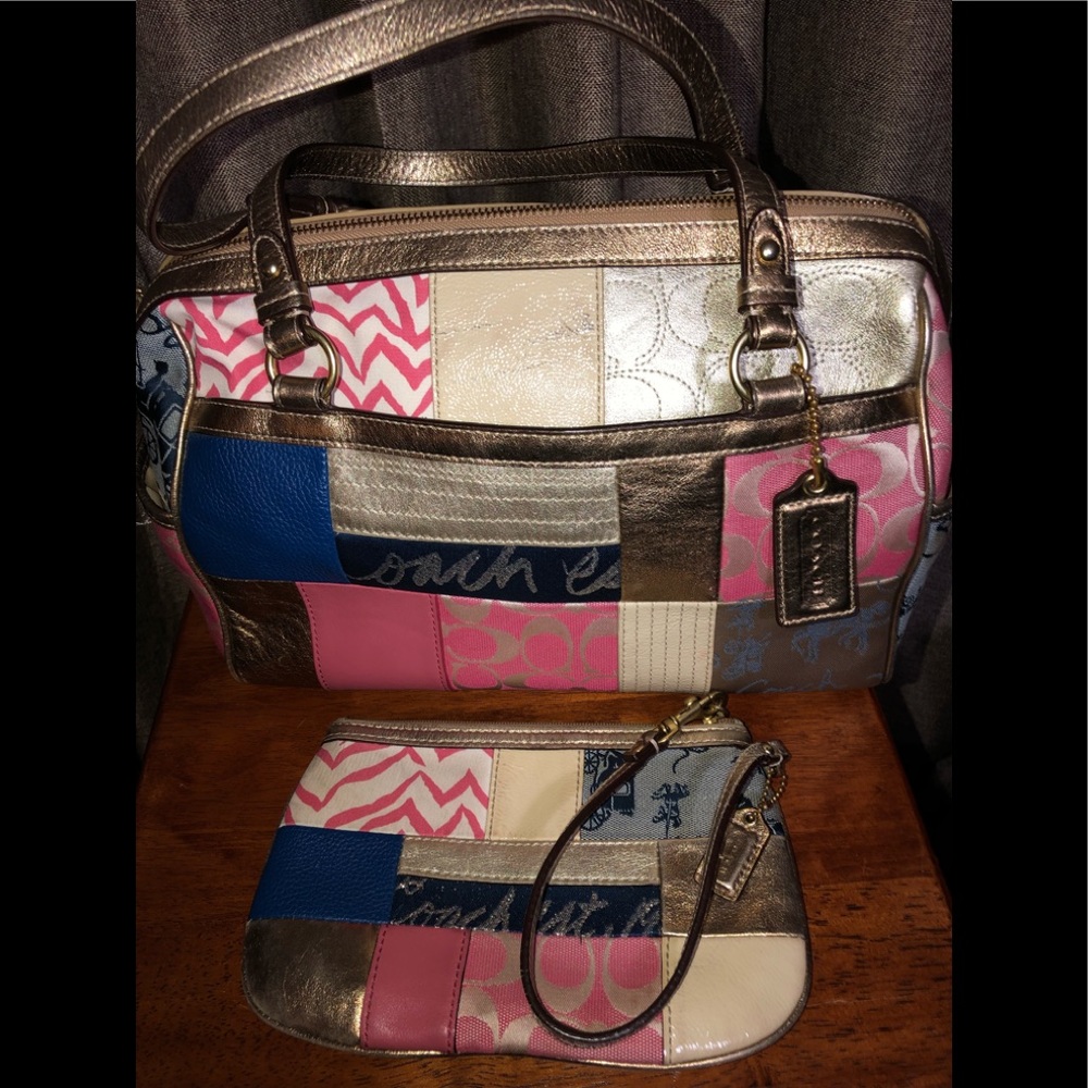 COACH PATCHWORK SATCHEL & WRISTLET -#0212-052019TR